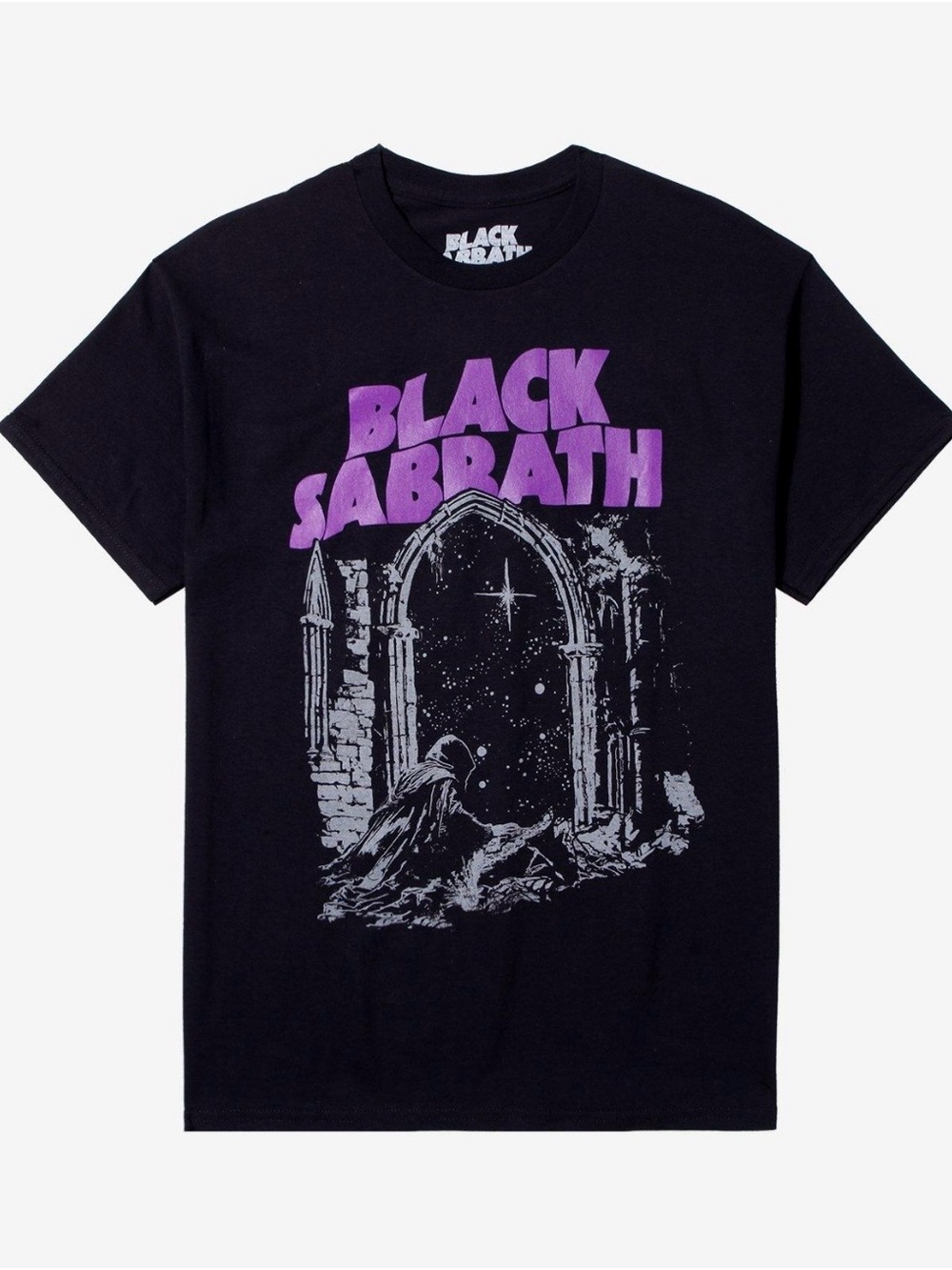 Hot Topic Black Sabbath Night Arch Tee - Black with Purple Print